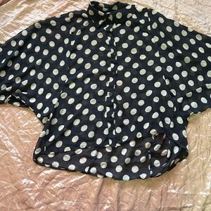 Sans Souci Black and Cream Polka Dot Fabric Label